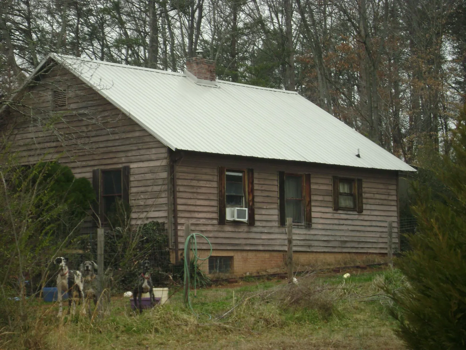 White metal roof on an old wood sided farmhouse, from a Asphalt Shingle Roof Repair job in Tome